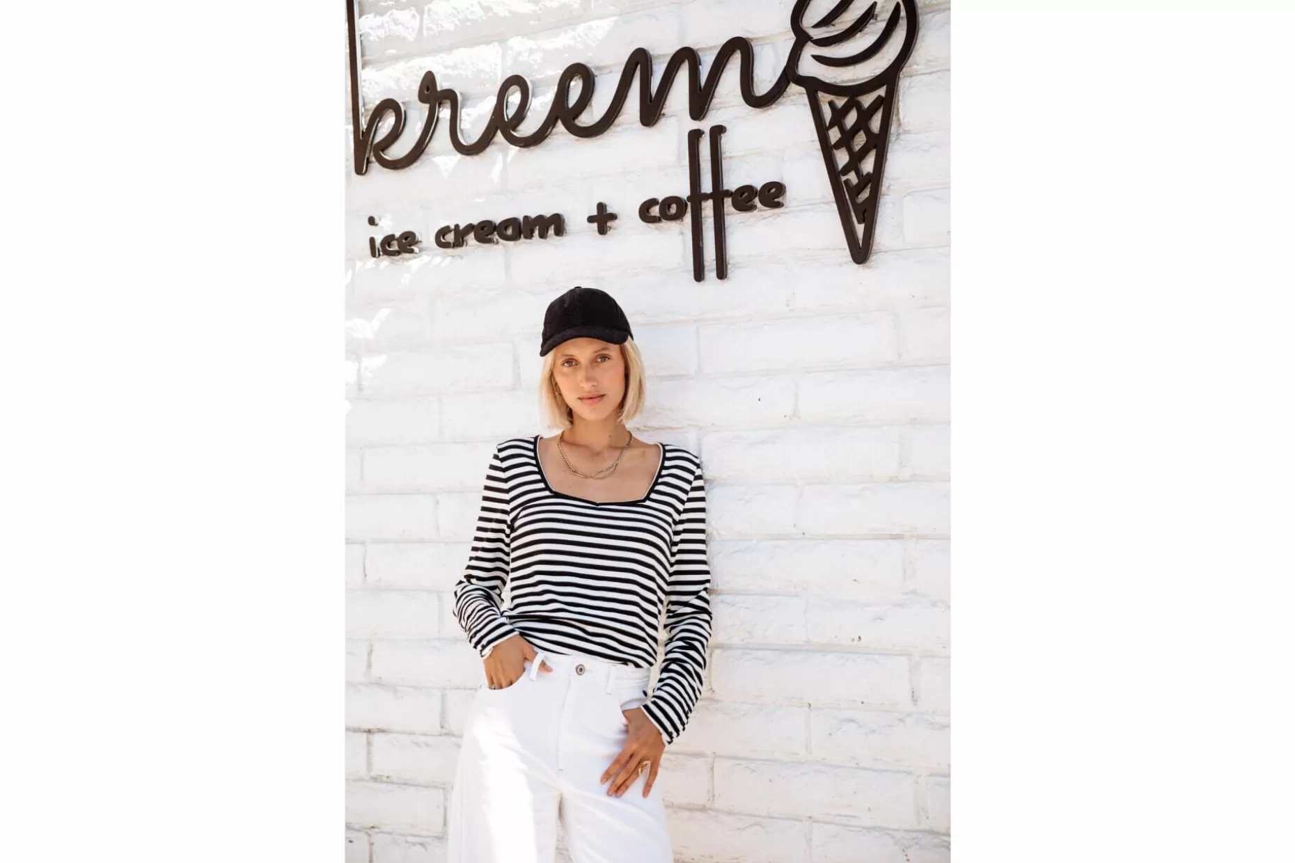 Freeman T Porter Tolma Stripes Long Sleeve T-Shirt Woman, White Outlet