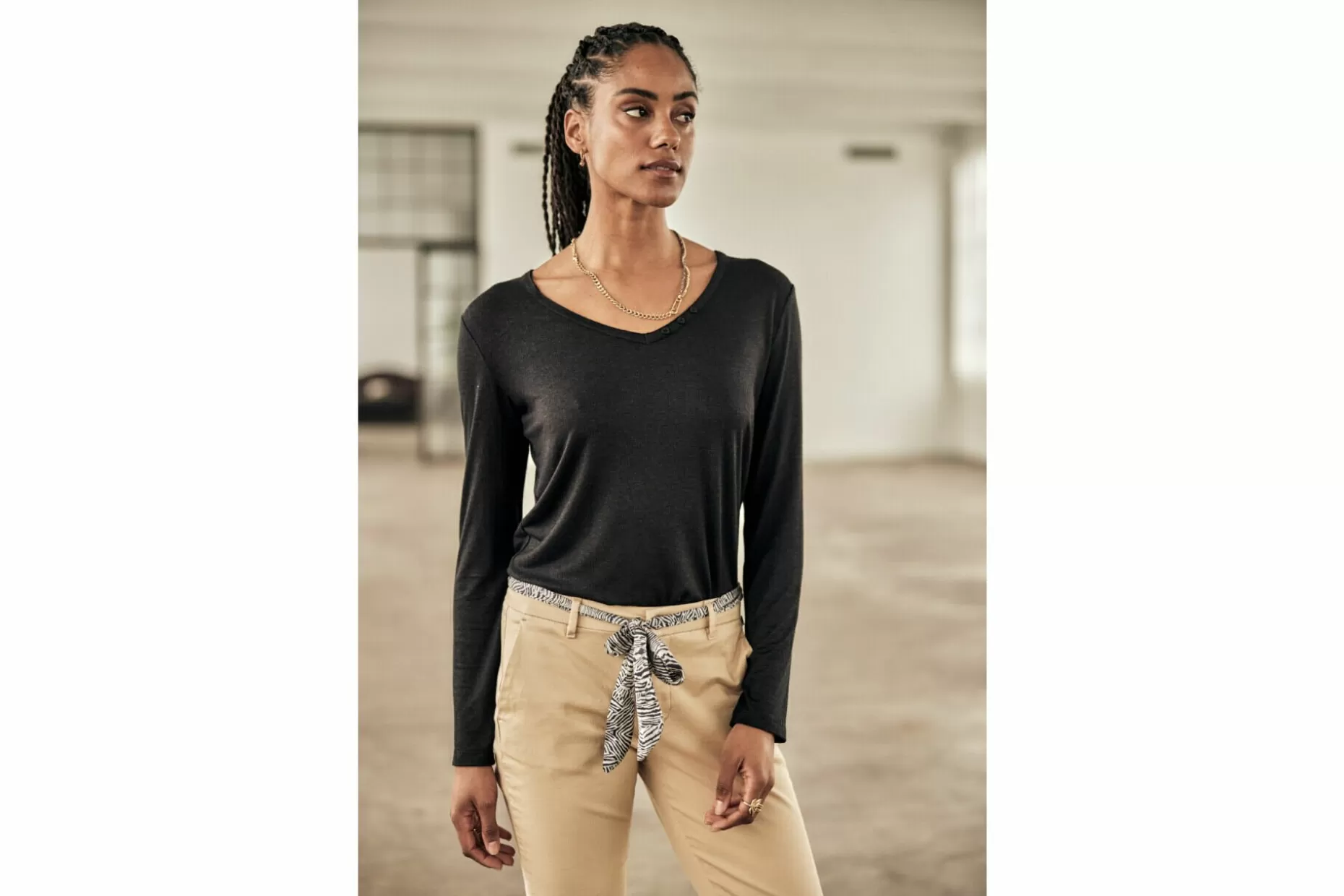 Freeman T Porter Torina Icon Long Sleeve T-Shirt Woman, Black Sale