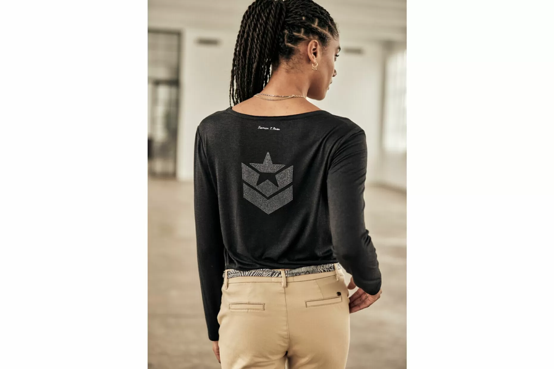 Freeman T Porter Torina Icon Long Sleeve T-Shirt Woman, Black Sale