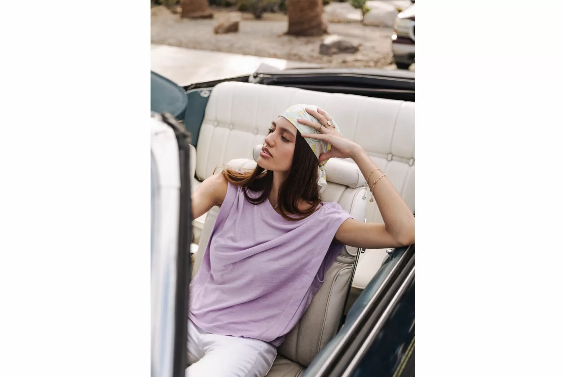 Freeman T Porter Trenny Linen Sleeveless T-Shirt Woman, Purple Rose Clearance