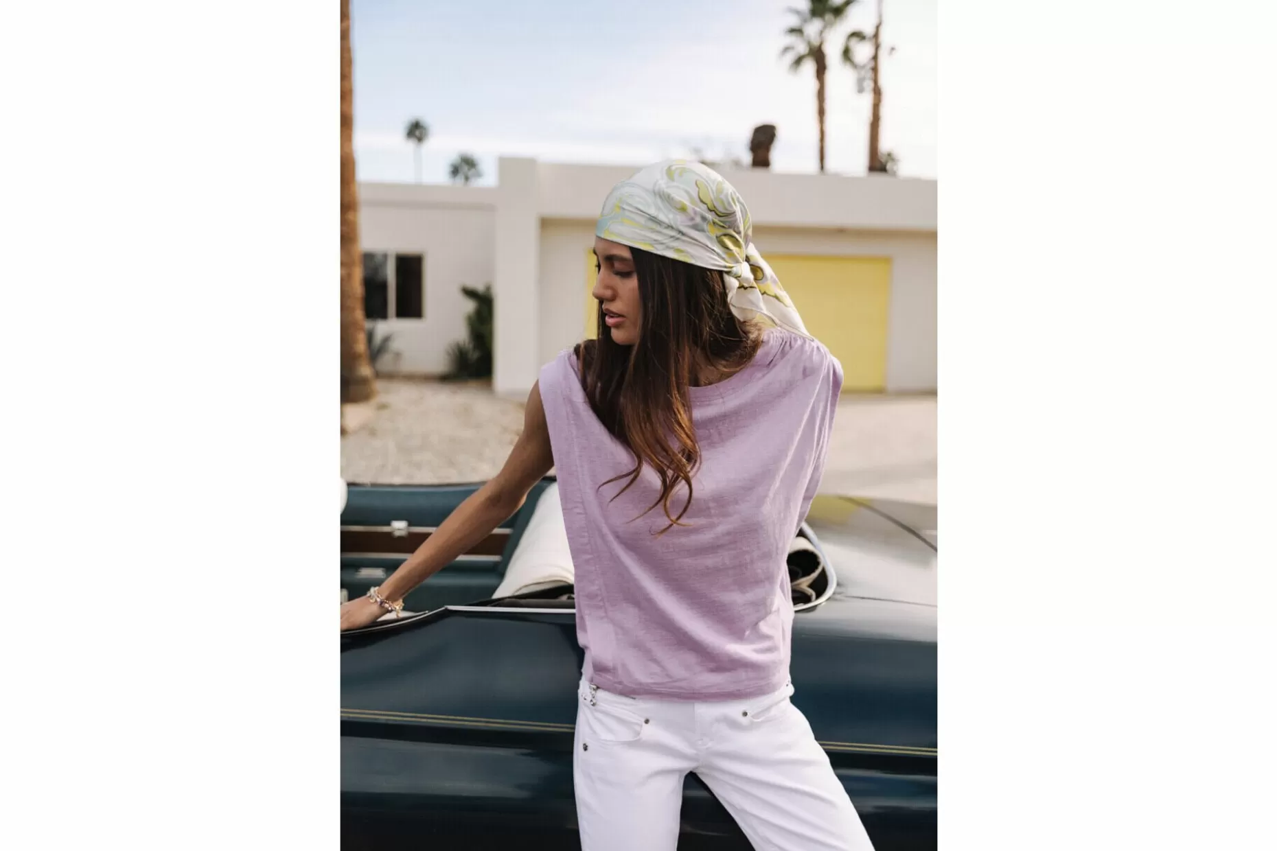 Freeman T Porter Trenny Linen Sleeveless T-Shirt Woman, Purple Rose Clearance