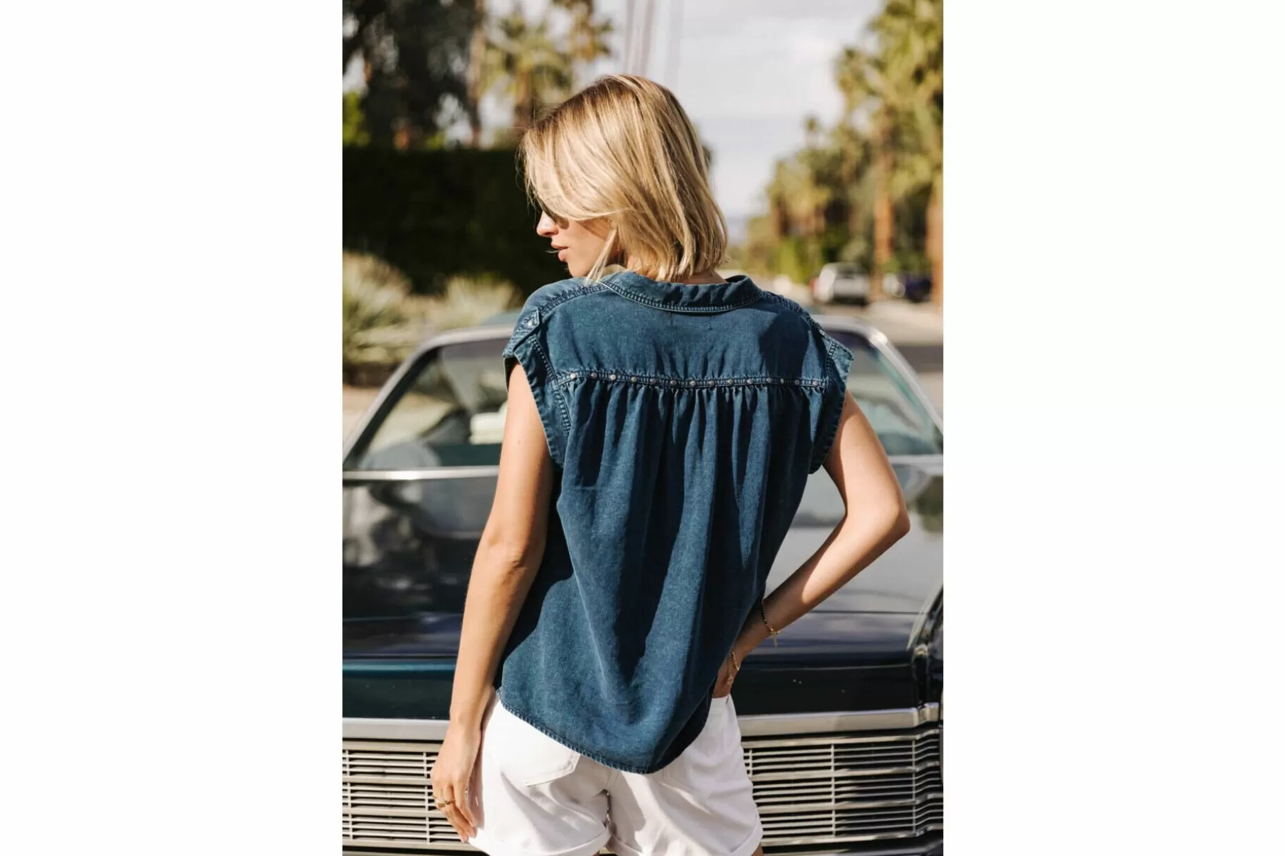 Freeman T Porter Tressie Plain Loose Top Woman, Blue Sale