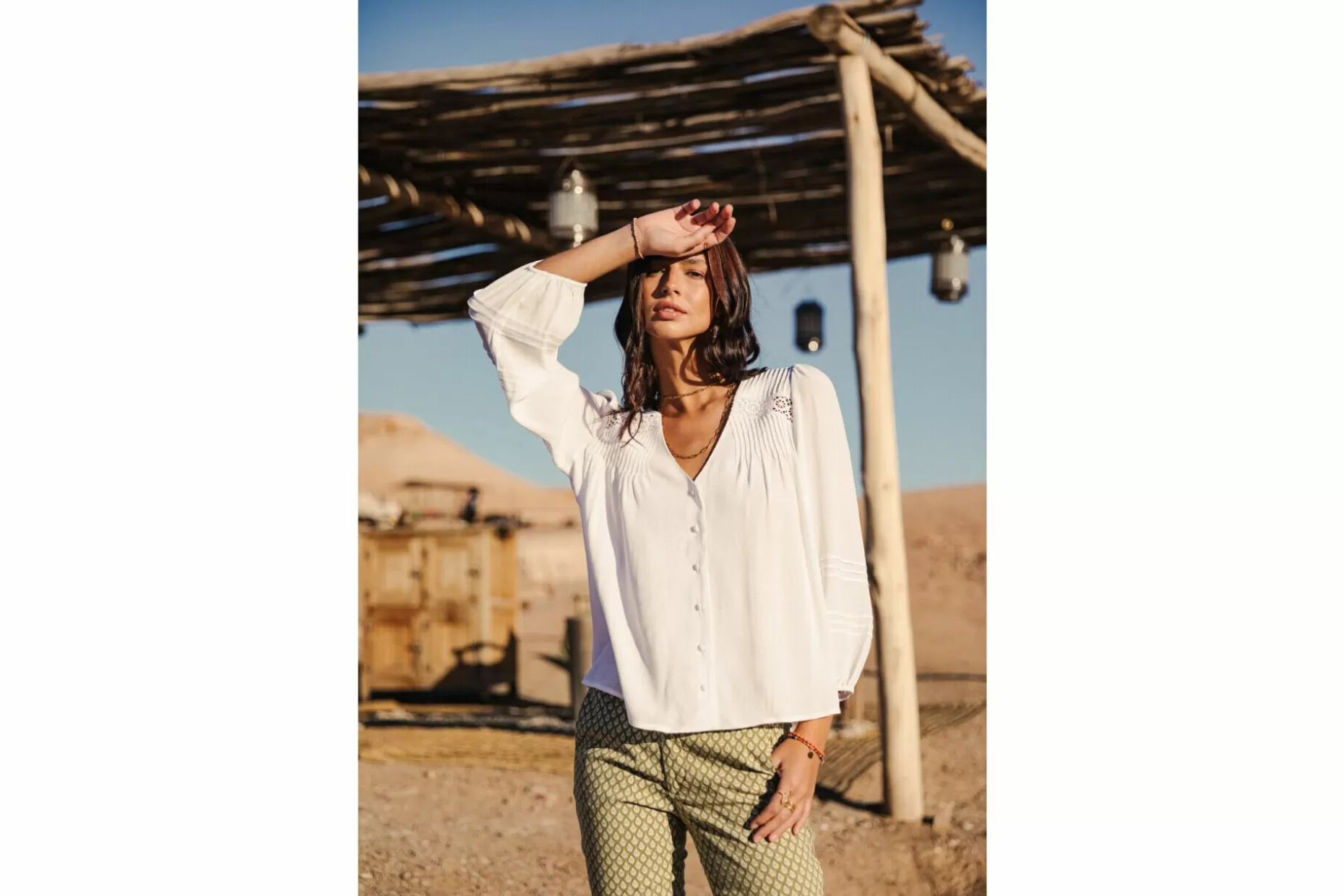 Freeman T Porter Tya Plain Color Long Sleeve Bluse Woman, White Store