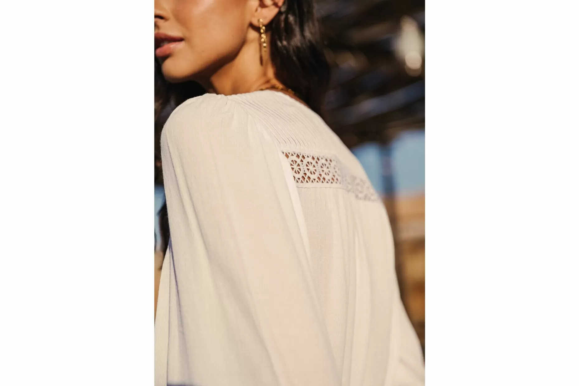 Freeman T Porter Tya Plain Color Long Sleeve Bluse Woman, White Store