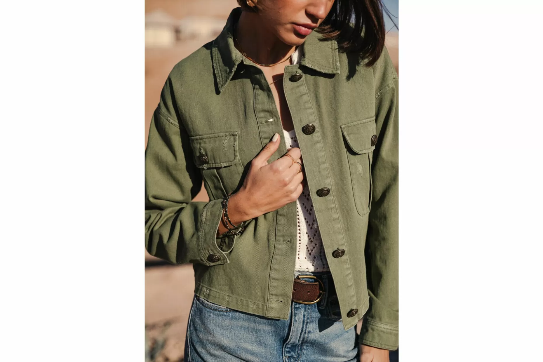Freeman T Porter Veronika Short Cargo Jacket Woman, Olivine Fashion