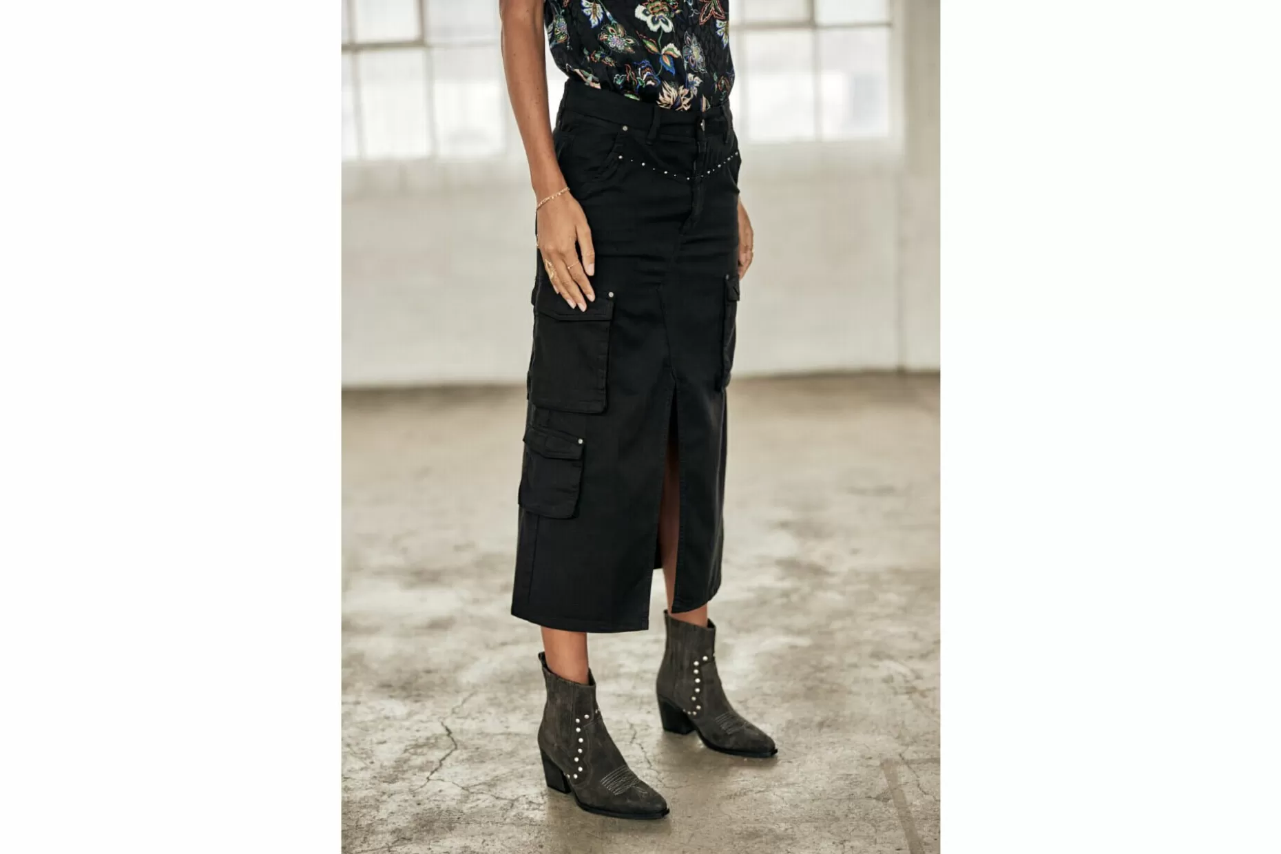 Freeman T Porter Welby Jazz Cargo Skirt Woman, Black Discount