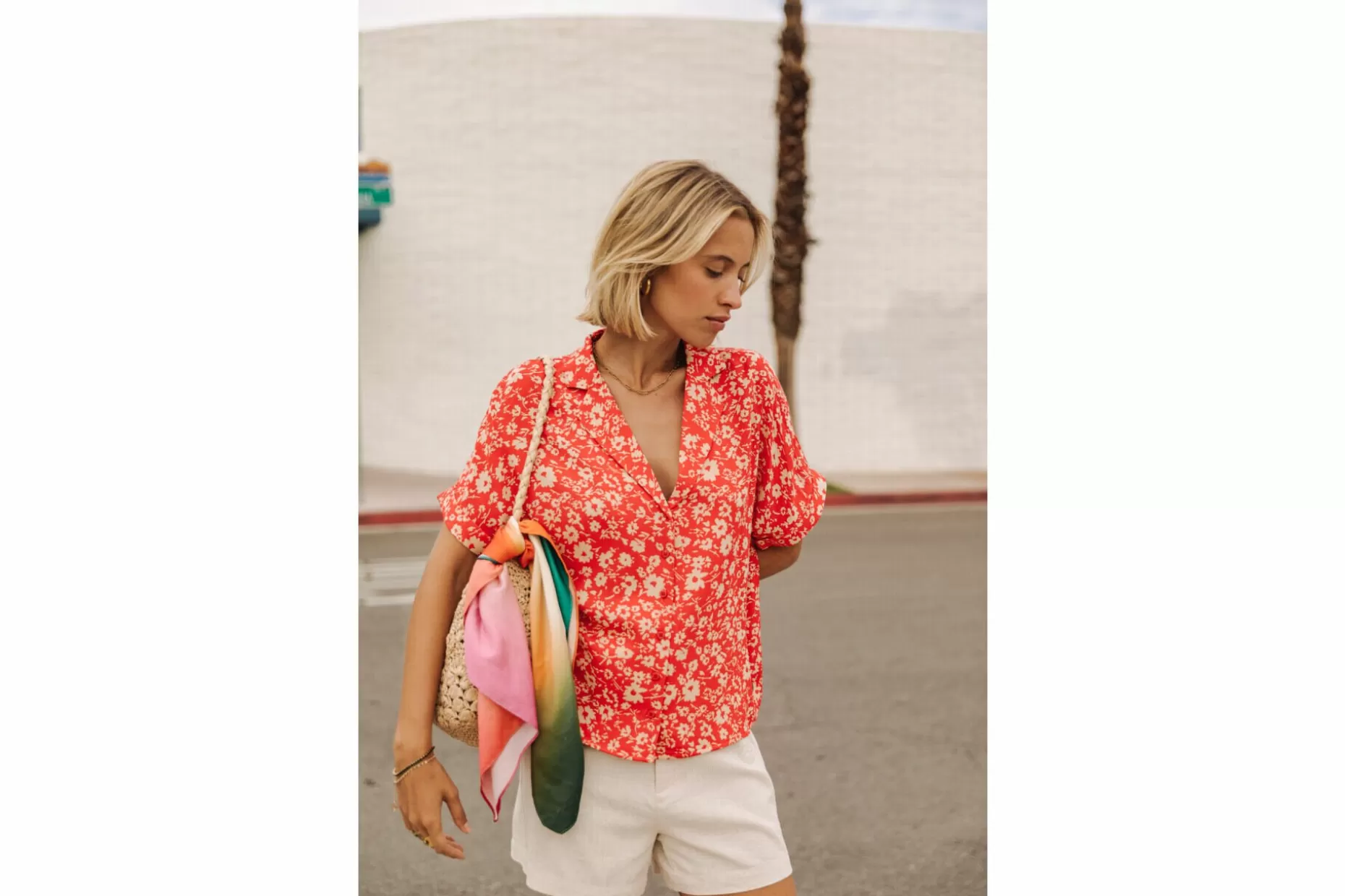 Freeman T Porter Wina Daisy Short Sleeve Top Woman, Fiesta Red Cheap